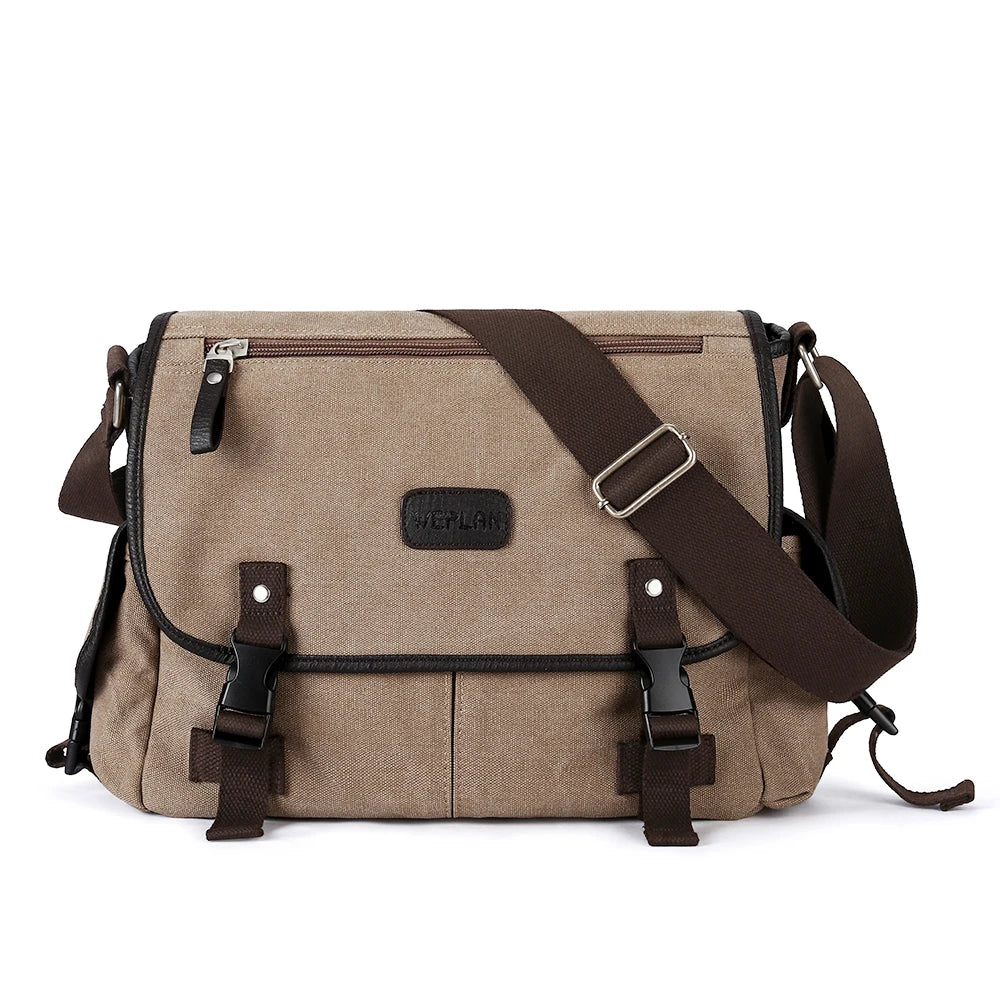 Messenger Bag for Men Retro Canvas Satchel Casual Briefcases Laptop Bag Fit 13Inch,Water Resistant Crossbody College Satchel Bag