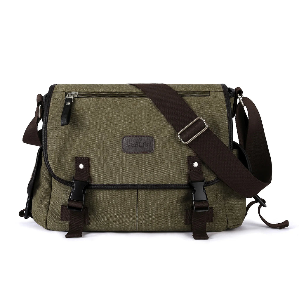 Messenger Bag for Men Retro Canvas Satchel Casual Briefcases Laptop Bag Fit 13Inch,Water Resistant Crossbody College Satchel Bag