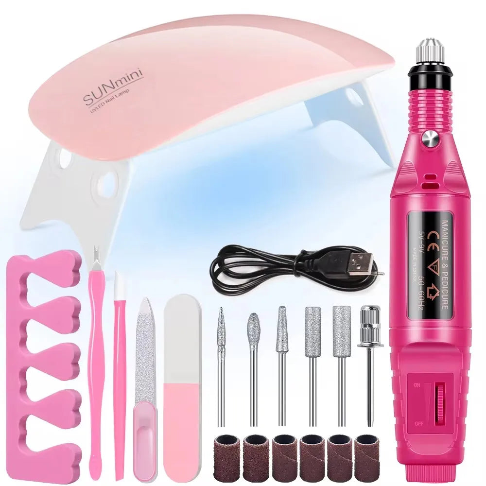 Kit with UV LED Nail Lamp Gel Manicure Dryer Lamp Acrylic Starter Set