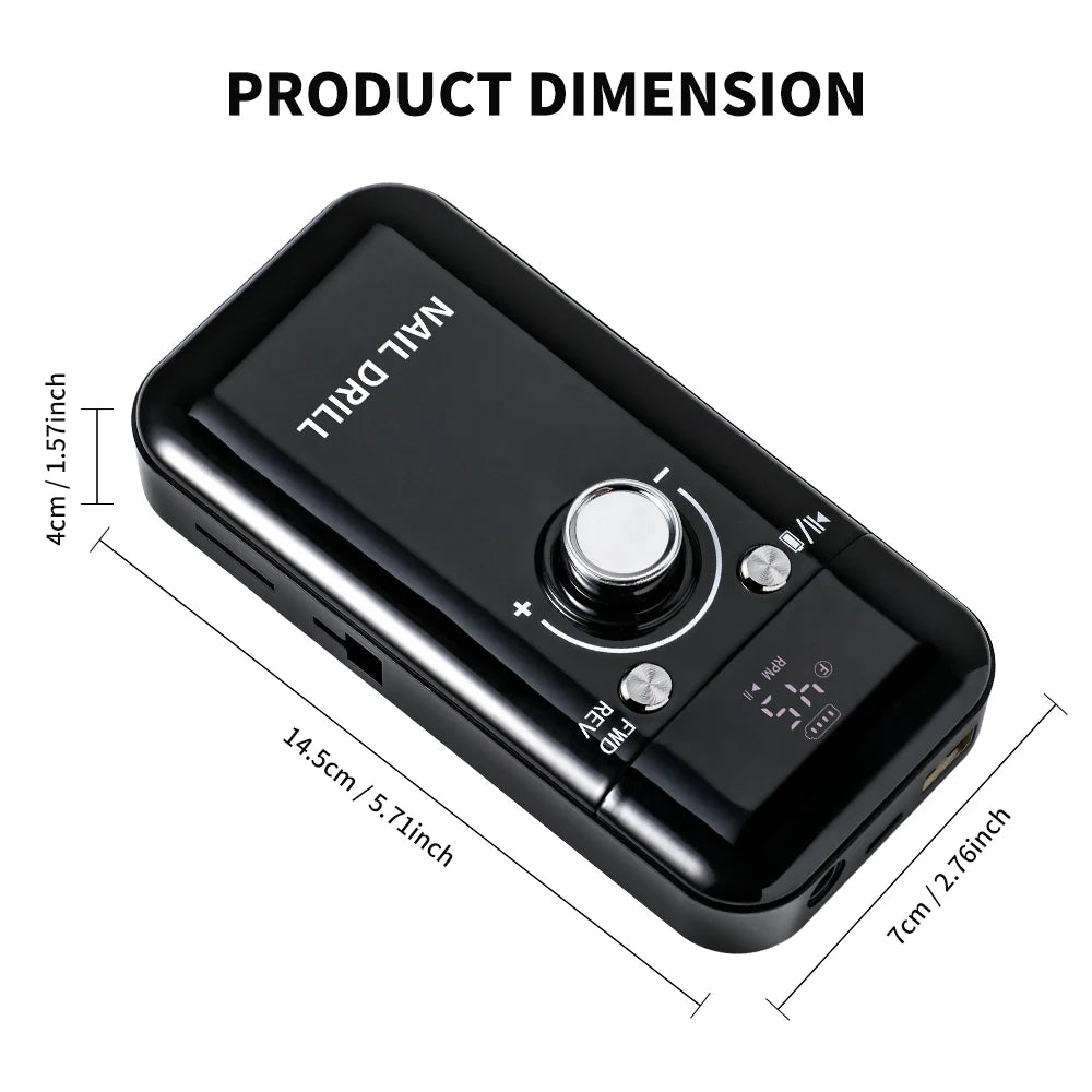 Professional Electric Nail Drill Rechargeable Polisher with LCD Screen