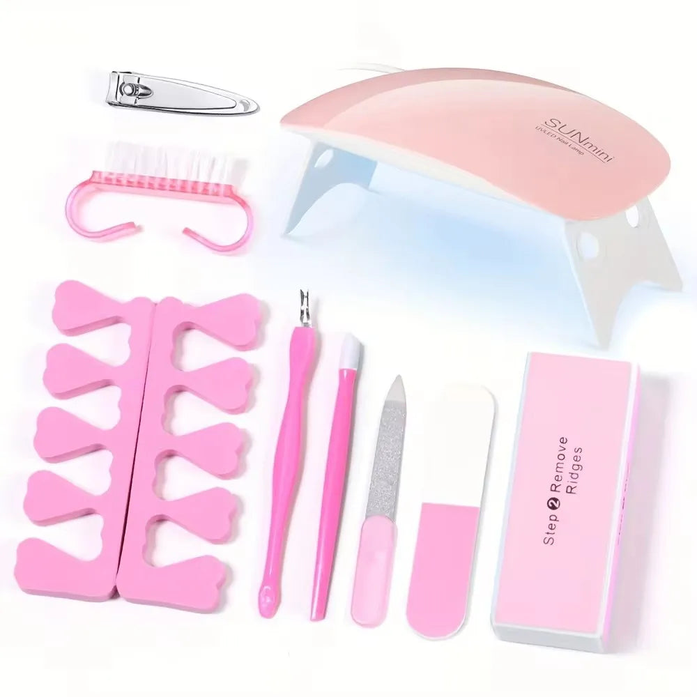 Kit with UV LED Nail Lamp Gel Manicure Dryer Lamp Acrylic Starter Set
