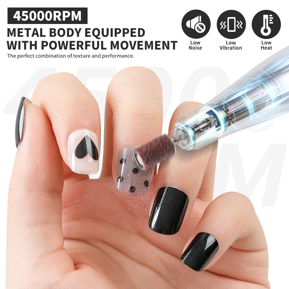 Professional Electric Nail Drill Rechargeable Polisher with LCD Screen