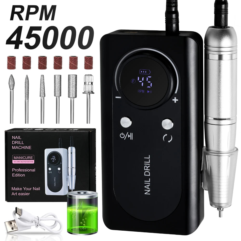 45000RPM Professional Electric Nail File Rechargeable