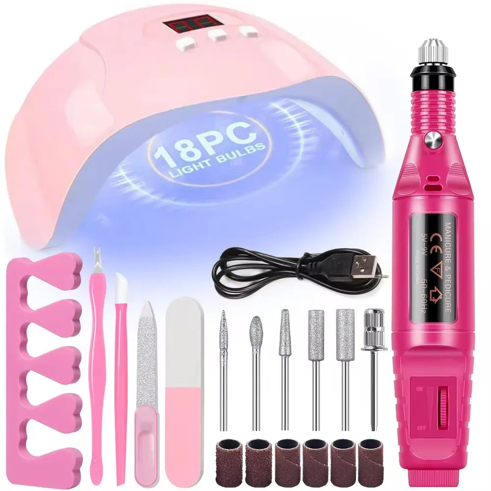 Kit with UV LED Nail Lamp Gel Manicure Dryer Lamp Acrylic Starter Set