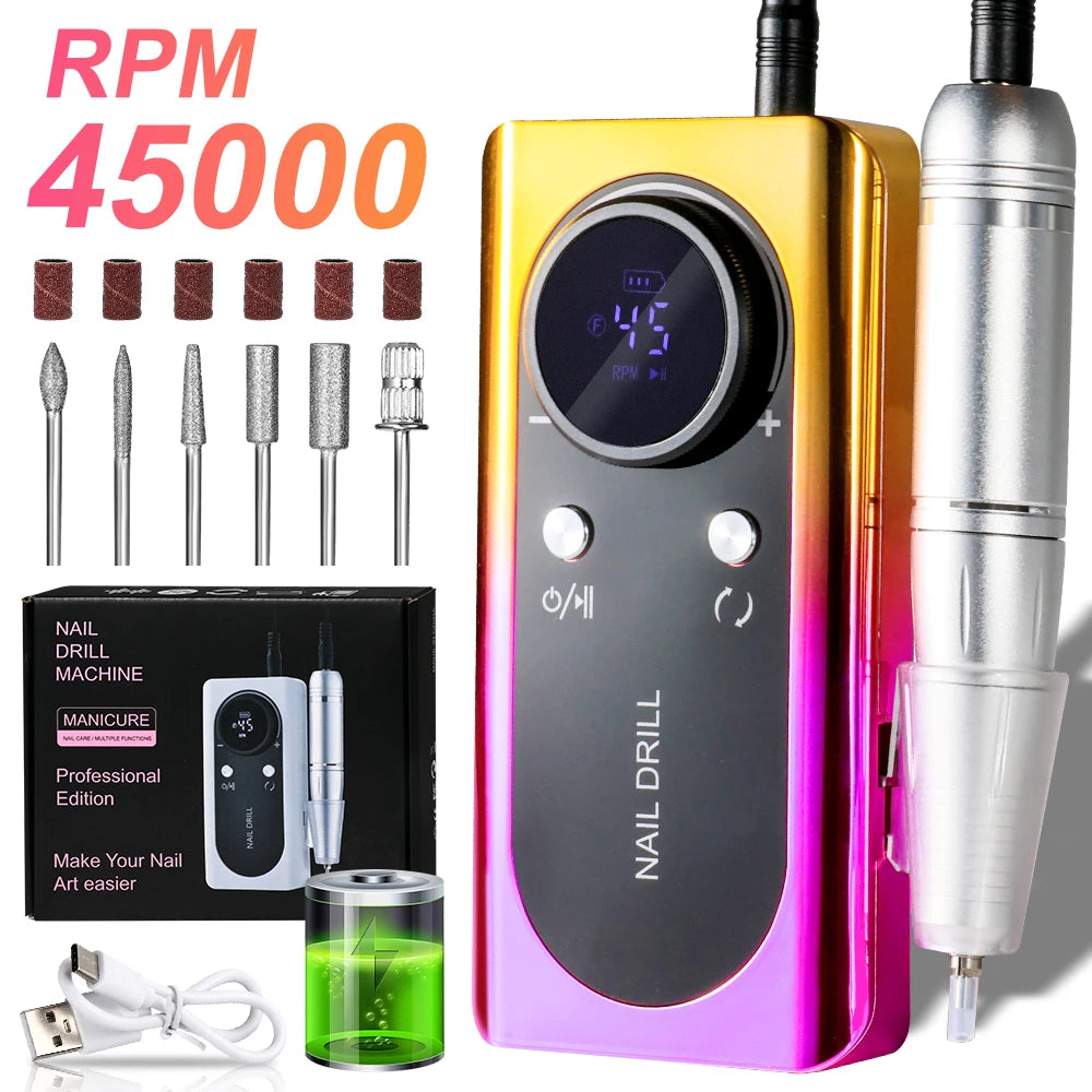45000RPM Professional Electric Nail File Rechargeable