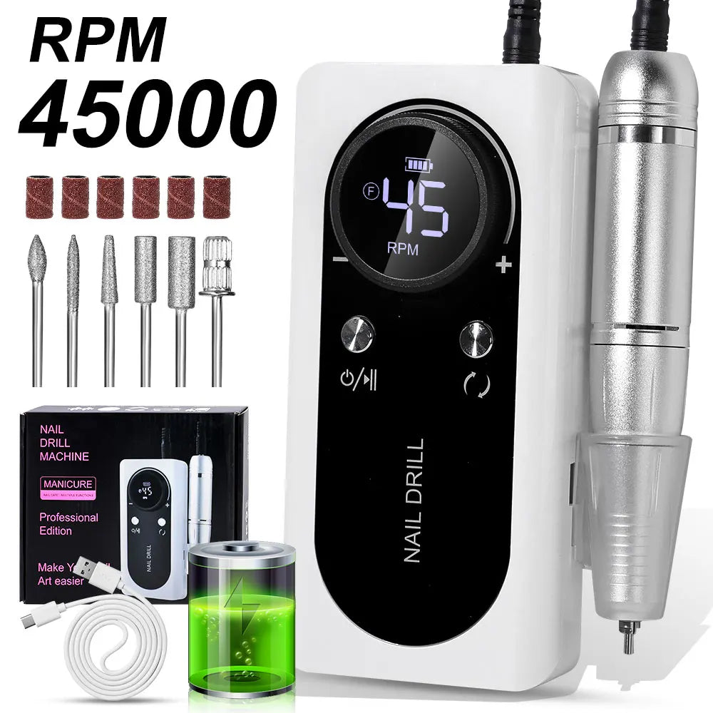 45000RPM Professional Electric Nail File Rechargeable
