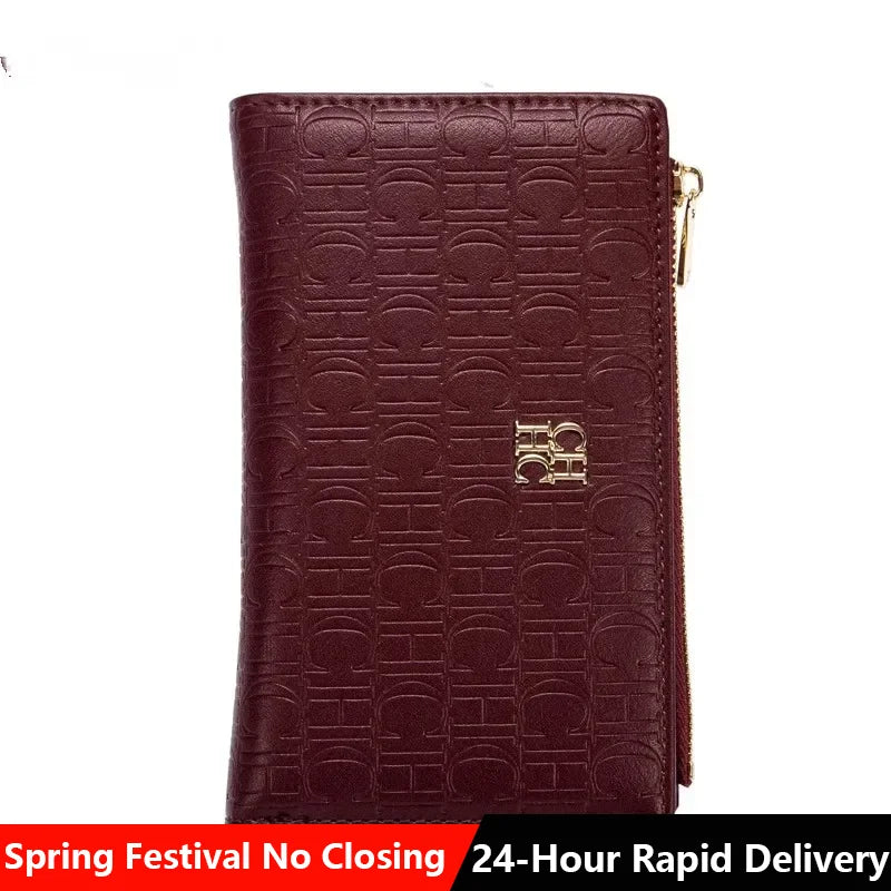 CH Leather Zipper Lettered Print Short Women's Pouch 2025 New Trend Coin Purse Luxury Pouch Wallet Card Holder Carrying Case
